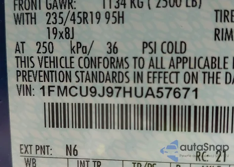 2017 Ford Escape Titanium from USA, damaged, VIN 1FMCU9J97HUA57671